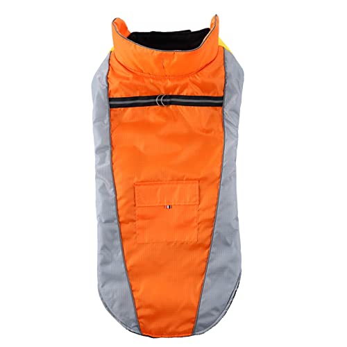 Hundemantel Winter Haustierjacke Kleidung Hund Reflektierende verstellbare Baumwollkleidung Winterkleidung Große Klettverschluss-Haustierjacken Haustierkleidung Hundepullover 55 cm (Orange, M) von Doublehero