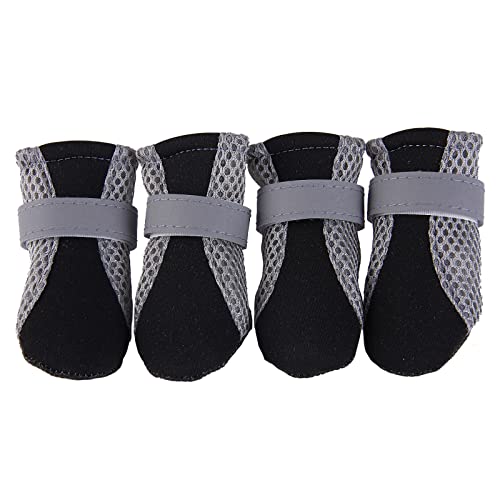 Indoor Anti-Rutsch Socken für Hunde und Katzen Hundestiefel, rutschfeste Schuhe mit reflektierenden Streifen, starke, rutschfeste Sohlen, Sportschuhe für Haustiere, 4-teiliges (C-Black, XL) von Doublehero