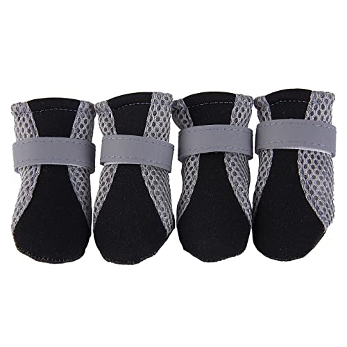 Indoor Anti-Rutsch Socken für Hunde und Katzen Hundestiefel, rutschfeste Schuhe mit reflektierenden Streifen, starke, rutschfeste Sohlen, Sportschuhe für Haustiere, 4-teiliges Kuscheltier (C-Black, L) von Doublehero