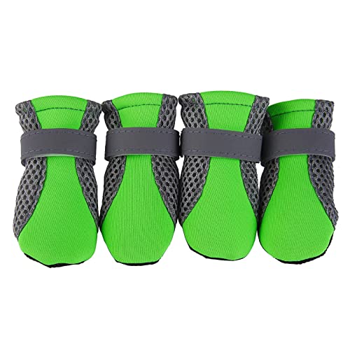 Indoor Anti-Rutsch Socken für Hunde und Katzen Hundestiefel, rutschfeste Schuhe mit reflektierenden Streifen, starke, rutschfeste Sohlen, Sportschuhe für Haustiere, 4-teiliges Kuscheltier (C-Green, M) von Doublehero