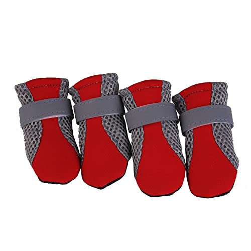 Indoor Anti-Rutsch Socken für Hunde und Katzen Hundestiefel, rutschfeste Schuhe mit reflektierenden Streifen, starke, rutschfeste Sohlen, Sportschuhe für Haustiere, 4-teiliges Kuscheltier (C-Red, XL) von Doublehero