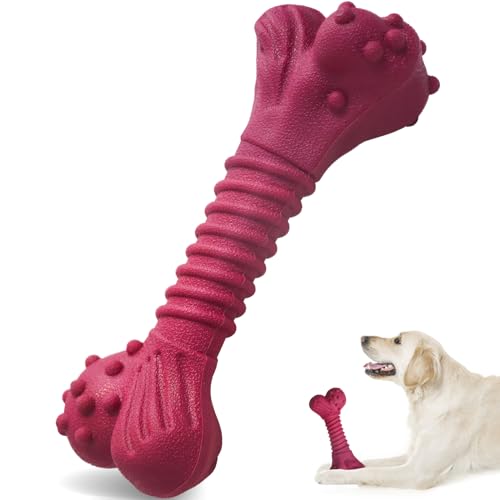 Hundespielzeug für aggressive Kauer, robustes Hunde-Kauspielzeug für große mittelgroße Hunde, Rassen, Naturkautschuk, Federtextur, Muster von Doudele