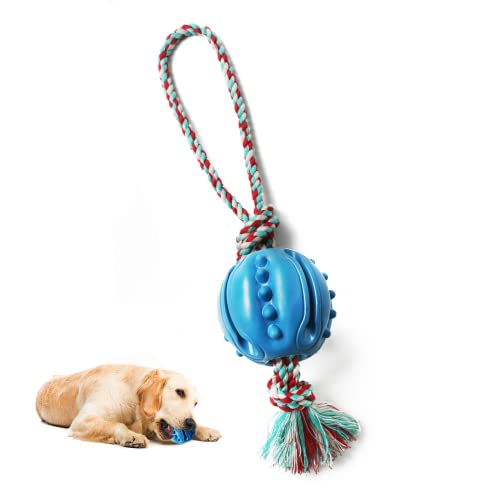 Strapazierfähiges Hunde-Kauball-Seil – Naturkautschukball für Hundetraining, Kauen und interaktives Ziehball, Spielzeug für saubere Zähne, interaktives Spielzeug für Welpen, kleine, mittelgroße und von Doudele