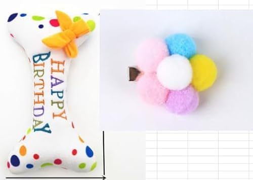 Doukesh Hund Geburtstag Knorpel Spielzeug mit Hunde-Haarspangen Hundespielzeug Hunde Geburtstag Spielzeug Kuscheltier Hund Geburtstagsgeschenke für Kleine und Mittelgroße Hunde von Doukesh