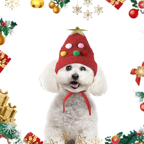Hund Weihnachtsmütze Haustier Weihnachtskostüm Weihnachten Katzenkostüm Hundekostüm Weihnachtskostüm Hund Hundemütze für Kleine Mittlere Hunde und Katzen Weihnachten Karneval Party 4—7.5KG (Rot) von Doukesh