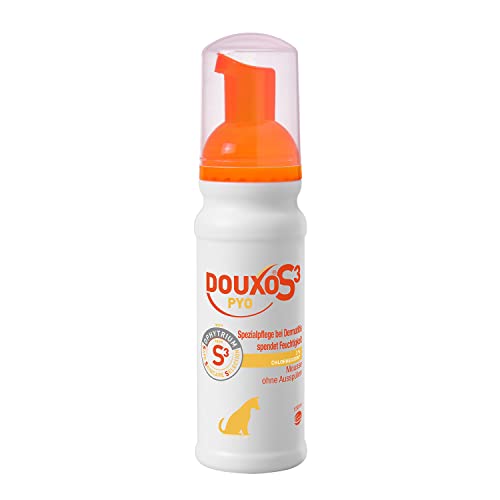 DOUXO S3 PYO Mousse |für Hunde & Katzen |Schaum Pflege gegen Bakterien & Hefepilze | Reinigend & Feuchtigkeitsspendend | Hypoallergener Duft | 150 ml von Douxo S3