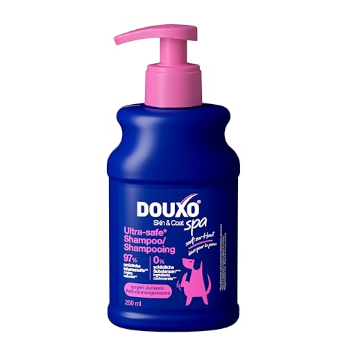DOUXO Skin & Coat SPA - Ultra-Safe* Shampoo für empfindliche & juckende Haut, 250ml, Reinigt sanft die Haut und beruhigt, hinterlässt Fell glänzend und angenehm duftend, hautfreundliche Rezeptur von Douxo