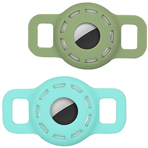 (2 Packs) Cat Collar Holder Compatible for Airtag,Protective Cases Covers Dog Pets Collar Holder Soft Silicone Rubber Protective Skin (Mint Green + Avocado) von Doweiss
