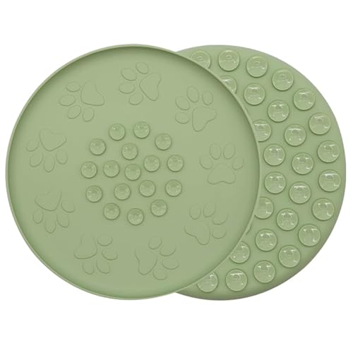 Doweiss Napfunterlage Silikon,Basic rutschfeste Unterlage für Hundenapf oder Katzennapf Mit Doppelseitiger Anti-Rutsch Saugnapf Rotundität Napfunterlage (Avocado, L-Durchmesser 33cm) von Doweiss