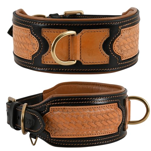DowgClub Hundehalsband "Incise"-Serie, handgefertigt, handgefertigt, Western-Stil, geschmackvolles Werkzeug, echtes Zaumleder, weiche Polsterung, (Sable Black, 6,3 cm breit (passend für Halsumfang DowgClub Hundehalsband "Incise"-Serie, handgefertigt, handgefertigt, Western-Stil, geschmackvolles Werkzeug, echtes Zaumleder, weiche Polsterung, (Sable Black, 6,3 cm breit (passend für Halsumfang von DowgClub