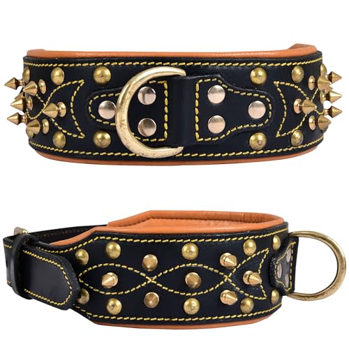 DowgClub Hundehalsband aus echtem Leder, Western-Stil, vollnarbig, strapazierfähig, gepolstert, bequem, stark, am besten für mittelgroße und große XL-Rassen, 5,1 cm breit (XL (passend für Halsumfang DowgClub Hundehalsband aus echtem Leder, Western-Stil, vollnarbig, strapazierfähig, gepolstert, bequem, stark, am besten für mittelgroße und große XL-Rassen, 5,1 cm breit (XL (passend für Halsumfang von DowgClub