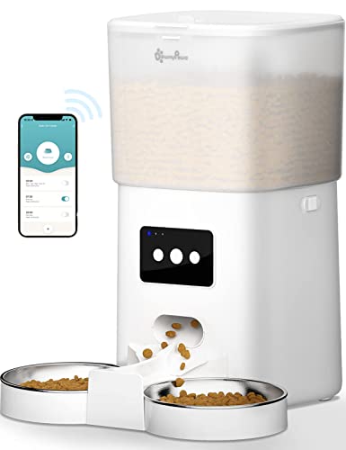 DownyPaws 6L Futterautomat Katze, Katzenfutter Automat mit WiFi und Zwei Edelstahlschalen, APP-Steuerung, 10s Mahlzeitenruf, 1-15 Mahlzeiten pro Tag für Katze und Hund DownyPaws 6L Futterautomat Katze, Katzenfutter Automat mit WiFi und Zwei Edelstahlschalen, APP-Steuerung, 10s Mahlzeitenruf, 1-15 Mahlzeiten pro Tag für Katze und Hund von DownyPaws