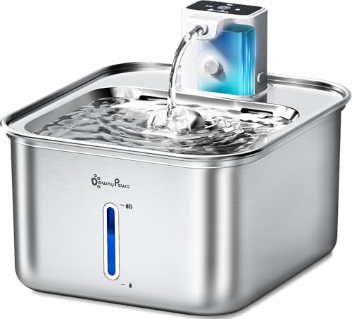 DownyPaws Katzenbrunnen Edelstahl Kabellos, Trinkbrunnen für Katze Edelstahl mit Bewegungsmelder und batteriebetrieben, 3L Katzen Trinkbrunnen für Katzen und Hunde, leicht zu reinigen, extrem leise DownyPaws Katzenbrunnen Edelstahl Kabellos, Trinkbrunnen für Katze Edelstahl mit Bewegungsmelder und batteriebetrieben, 3L Katzen Trinkbrunnen für Katzen und Hunde, leicht zu reinigen, extrem leise von DownyPaws