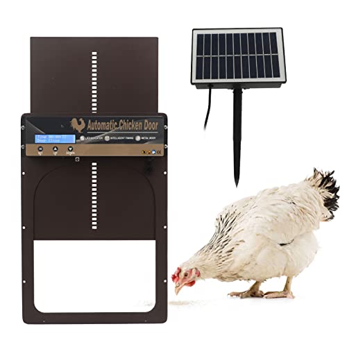 Dpofirs Automatischer Hühnerstall Türöffner mit Timer, Hühnerstall Türöffner mit Lichtsensor Timing Fernbedienung, Solar 3 in 1 Multimodus Stalltür für Geflügel von Dpofirs