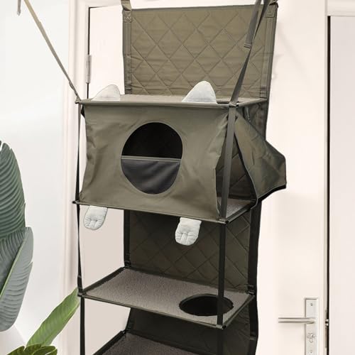 Katzen Wandregale, Katzenleiter Abstand auf Kratzbäumen, an der Tür Montierter Katzenkletterer, Faltbares, Multifunktionales Katzenturm Bettmöbel mit Abnehmbarem Kissen und Katzen Wandregale, Katzenleiter Abstand auf Kratzbäumen, an der Tür Montierter Katzenkletterer, Faltbares, Multifunktionales Katzenturm Bettmöbel mit Abnehmbarem Kissen und von Dpofirs