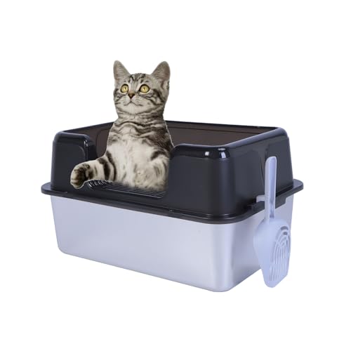 Katzentoilette aus Edelstahl, Extra Große Katzentoilette, Leicht zu Reinigen, Antihaftbeschichtet, Auslaufsicher, Geruchsreduzierend, Geräumig, Große Katzentoilette aus Metall, Katzentoilette aus Edelstahl, Extra Große Katzentoilette, Leicht zu Reinigen, Antihaftbeschichtet, Auslaufsicher, Geruchsreduzierend, Geräumig, Große Katzentoilette aus Metall, von Dpofirs