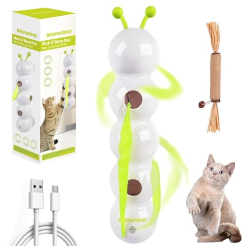 Smart Sensor Katzenspielzeug, Interaktives Raupe Katzenspielzeug, Whirlie Smart Motion Katzenspielzeug mit Wurmdesign für den Innenbereich mit Saugnapf, Automatische Bewegung, Geistige Stimulation von Dpptgh