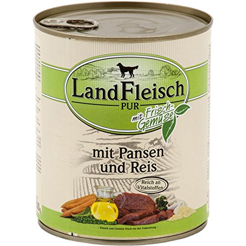 6 x Landfleisch Pur Pansen & Reis 800g von Landfleisch