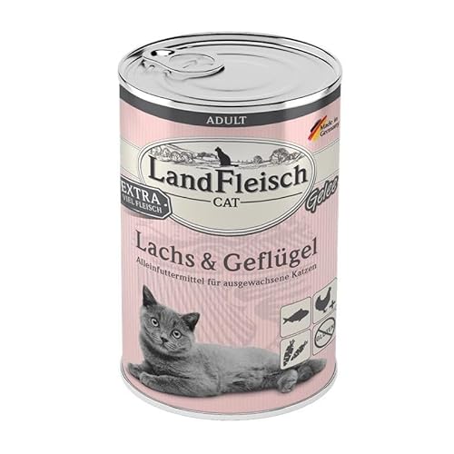 LandFleisch Cat Adult Gelee mit Lachs & Geflügel 400 g (Menge: 6 je Bestelleinheit) von Dr. Alders Landfleisch Cat