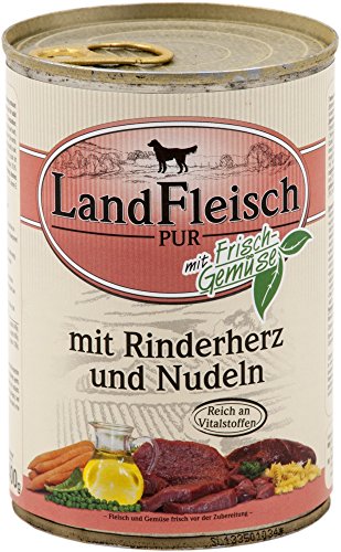 LandFleisch | Pur Rinderherz & Nudeln | 12 x 400 g von Dr. Alders Landfleisch Dog