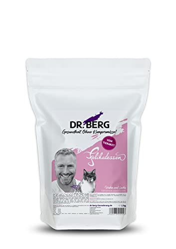 Dr. Berg FELIKATESSEN Huhn & Lachs - Getreidefreies, hypoallergenes Katzenfutter - Trockenfutter für Katzen Aller Altersstufen - extra verträglich und lecker durch natürliche Zutaten (1 kg) von Dr. Berg