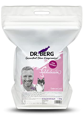 Dr. Berg FELIKATESSEN Huhn & Lachs - getreidefreies, hypoallergenes Katzenfutter - Trockenfutter für Katzen Aller Altersstufen - extra verträglich und lecker durch natürliche Zutaten (10 kg) von Dr. Berg