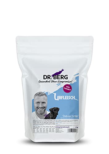 Dr. Berg URFLEISCH Huhn & Kartoffel für Welpen & Junghunde - Getreidefreies, hypoallergenes Hundefutter - Trockenfutter mit viel FRISCHFLEISCH - extra verträglich und lecker durch natürliche Zutaten (1 kg) von Dr. Berg