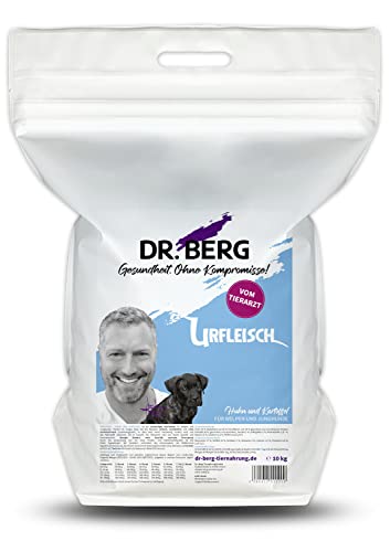 Dr. Berg URFLEISCH Huhn & Kartoffel für Welpen & Junghunde - Getreidefreies, hypoallergenes Hundefutter - Trockenfutter mit viel FRISCHFLEISCH - extra verträglich und lecker durch natürliche Zutaten (10 kg) von Dr. Berg