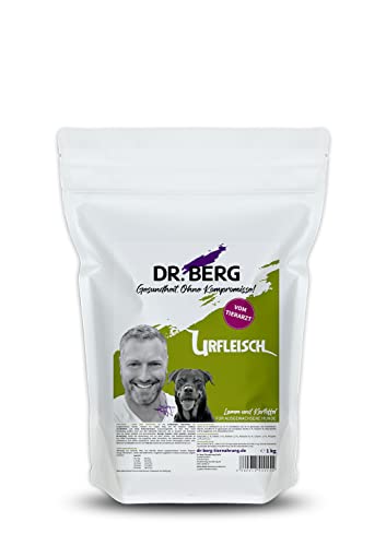 Dr. Berg URFLEISCH Lamm & Kartoffel - Getreidefreies, hypoallergenes Hundefutter - Trockenfutter mit viel FRISCHFLEISCH - extra verträglich und lecker durch natürliche Zutaten (1 kg) von Dr. Berg