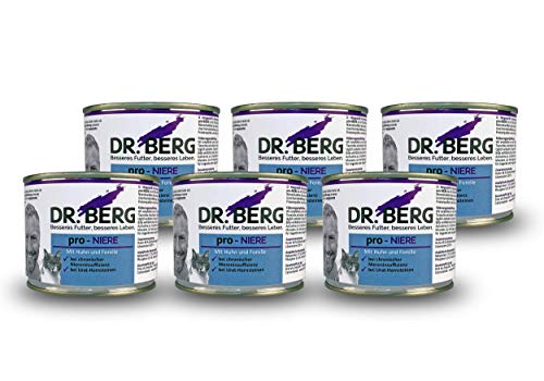 Dr. Berg pro-NIERE Nassfutter für Katzen: Diätfutter bei Nierenproblemen & Niereninsuffizienz (6 x 200g) von Dr. Berg
