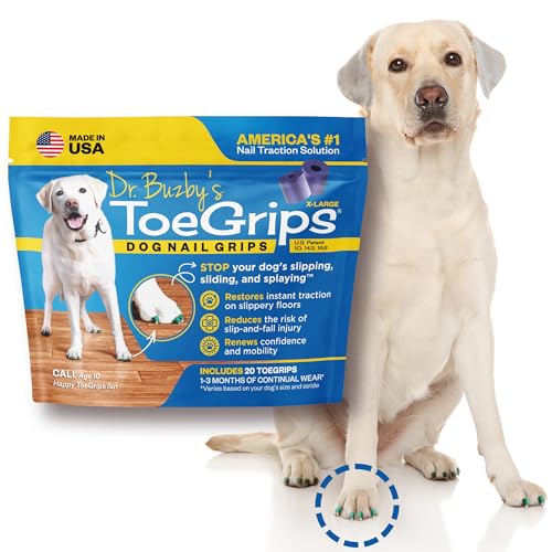 Dr. Buzby's Zehengriffe für Hunde - Sofortige Traktion auf Holz-/Hartholzböden, Rutschfeste Entlastung, Stoppen das Rutschen, Gumminägel für Hunde, 1 Packung (20) von Dr. Buzby's
