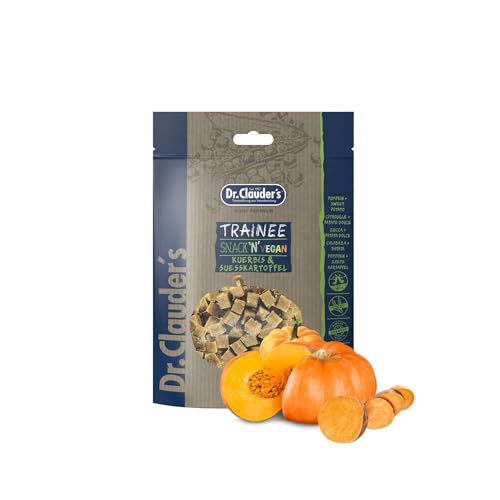 DR.CLAUDER'S - Trainee Snack Vegan Kürbis & Süßkartoffel | Vegane, proteinreiche Snacks mit Kürbis und Erdnussbutter für Hunde und Katzen. Getreidefreie Leckerlis im Frischebeutel | 80g von Dr. Clauder's