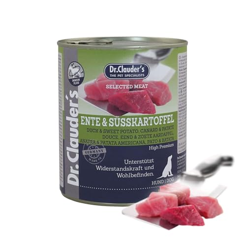 DR.CLAUDER'S - Selected Meat Prebiotic | Nassfutter in Lebensmittelqualität mit immunstärkenden Hefebetaglucanen für ausgewachsene Hunde. Alleinfutter in der Dose | 800g Ente&Süßkartoffel von Dr.Clauder´s