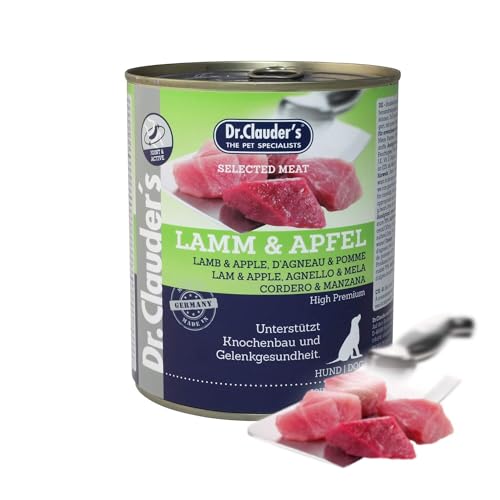 DR.CLAUDER'S - Selected Meat Prebiotic | Nassfutter in Lebensmittelqualität mit Inulin für eine gesunde Darmflora bei ausgewachsenen Hunden. Alleinfutter in der Dose | 800g Lamm&Apfel von Dr.Clauder´s