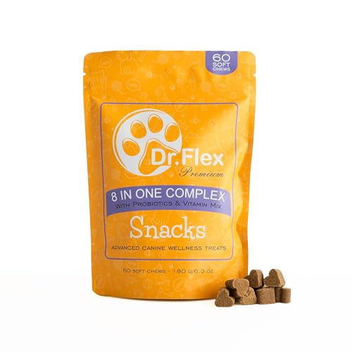 Dr. Flex 8in1 Komplex Snacks & Leckerli für Hunde – 60 Soft Chews – Besonders leckere Rezeptur mit Probiotika, Vitaminen, Lachsöl, MSM & Chondroitin – Für Gesundheit, Verdauung & Gelenke Dr. Flex 8in1 Komplex Snacks & Leckerli für Hunde – 60 Soft Chews – Besonders leckere Rezeptur mit Probiotika, Vitaminen, Lachsöl, MSM & Chondroitin – Für Gesundheit, Verdauung & Gelenke von Dr. Flex