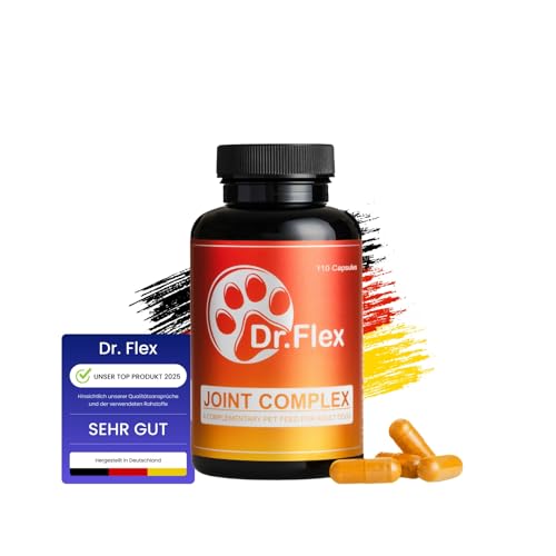 Dr. Flex Gelenk- & Knochenschutz Kapseln für Hunde – 110 Kapseln – Mit Glucosamin, Chondroitin, MSM, Kurkuma & Piperin – Unterstützung bei Gelenkproblemen & Osteoarthritis von Dr. Flex