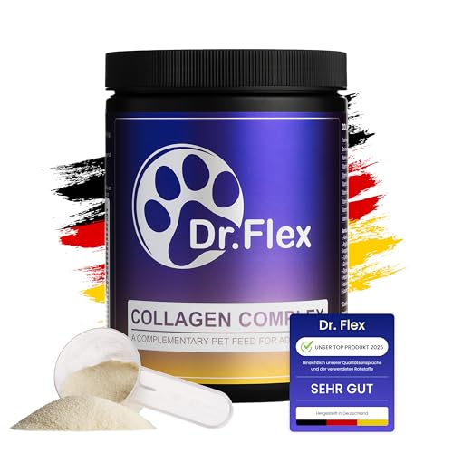 Dr. Flex Kollagen + Vitamin B Pulver für Hunde – 300 g – 4500 mg Rinderkollagen & 500 mg Meereskollagen Typ I, II & III – Gelenk- & Knochenschutz mit B1, B2, B3, B5, B6, B9, B12 Dr. Flex Kollagen + Vitamin B Pulver für Hunde – 300 g – 4500 mg Rinderkollagen & 500 mg Meereskollagen Typ I, II & III – Gelenk- & Knochenschutz mit B1, B2, B3, B5, B6, B9, B12 von Dr. Flex