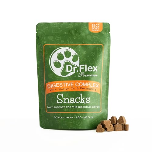 Dr. Flex Probiotika Snacks & Leckerlis für Hunde – 60 Soft-Chews – Besonders leckere Rezeptur mit Kolostrum, Bierhefe und Lachsöl – Für gesunde Verdauung & Darmflora Dr. Flex Probiotika Snacks & Leckerlis für Hunde – 60 Soft-Chews – Besonders leckere Rezeptur mit Kolostrum, Bierhefe und Lachsöl – Für gesunde Verdauung & Darmflora von Dr. Flex
