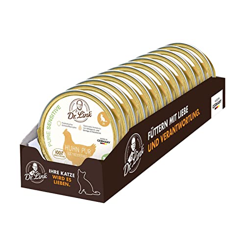 Dr. Link® Pure Sensitive 12x85g Premium-Nassfutter für Katzen: Huhn pur | getreidefrei | 100% Single-Protein von Dr. Link VET PETCARE