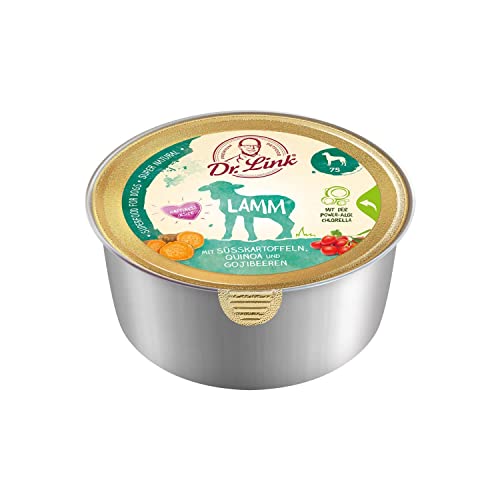 Dr. Link® SUPER Natural 10x125g Premium-Nassfutter für Hunde: Lamm mit Süßkartoffel, Quinoa und Gojibeeren | getreidefrei | Superfoods von Dr. Link VET PETCARE