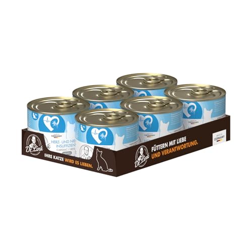 Dr. Link Spezial-Diät Katzenfutter für Katzen, Herz & Nieren – Premium Alleinfuttermittel mit Huhn, Unterstützung der Herz- & Nierenfunktion, Omega-3, hochwertige Proteine – 6x200g Dose von Dr. Link VET PETCARE