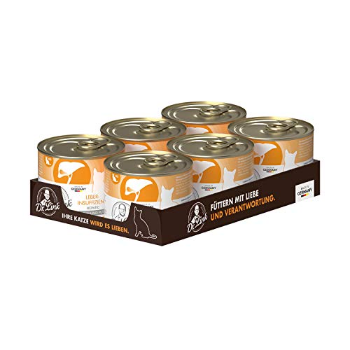 Dr. Link Spezial-Diät Katzenfutter speziell für die Leber, Proteinquelle Huhn & Pute, für Katzen & Kater - Stoffwechsel, Elektrolytausgleich, Unterstützung der Leberfunktion - 6x200g Dose von Dr. Link VET PETCARE