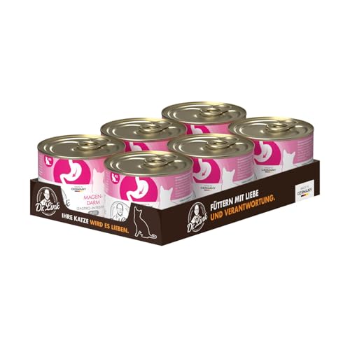 Dr. Link Spezial-Diät Katzenfutter für Katzen & Kater Proteinquelle Pute – Magen, Darm, Verdauung - leicht verdaulich, unterstützt Darmflora & Bauchspeicheldrüse – 6x200g Dose von Dr. Link VET PETCARE