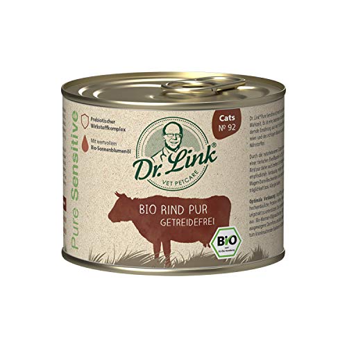 Dr. Link® Pure Sensitive Bio 6x200g Premium-Nassfutter für Katzen: Rind pur | getreidefrei | 100% Single-Protein von Dr. Link VET PETCARE