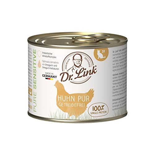 Dr. Link® Pure Sensitive 6x200g Premium-Nassfutter für Katzen: Huhn pur | getreidefrei | 100% Single-Protein von Dr. Link VET PETCARE