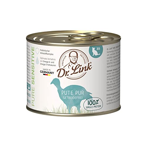 Dr. Link® Pure Sensitive 6x200g Premium-Nassfutter für Katzen: Pute pur | getreidefrei | 100% Single-Protein von Dr. Link VET PETCARE