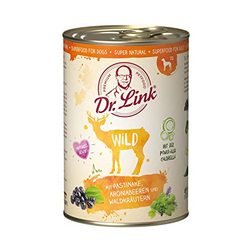 Dr. Link® SUPER Natural 6x400g Premium-Nassfutter für Hunde: Wild mit Pastinake, Aroniabeeren und Waldkräutern | getreidefrei | Superfoods von Dr. Link VET PETCARE