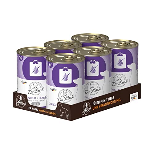 Dr. Link Spezial-Diät Hundefutter für Hunde, bei Übergewicht, Proteinquelle Huhn, Kalorien- und fettreduziert, ohne Zuckerzusatz, L-Carnitin - 6x400g Dose von Dr. Link VET PETCARE