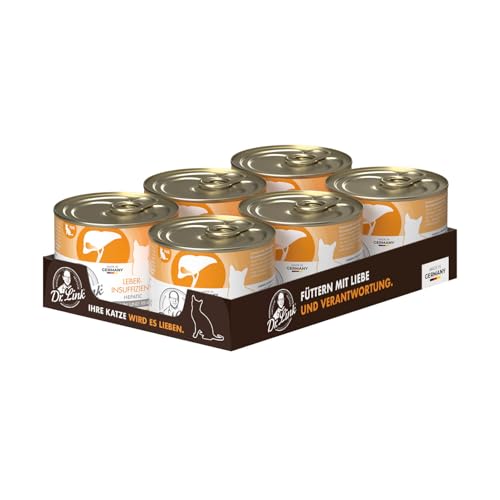 Dr. Link Spezial-Diät Katzenfutter speziell für die Leber, Proteinquelle Huhn & Rind, für Katzen & Kater - Stoffwechsel, Elektrolytausgleich, Unterstützung der Leberfunktion - 6x200g Dose von Dr. Link VET PETCARE