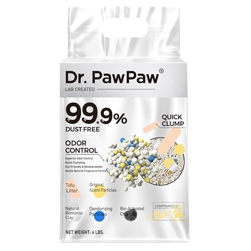 Tofu Katzenstreu, klumpendes Katzenstreu, natürlicher Tofu-Duft, 2,7 kg, staubfrei, hält die Katze ordentlich, überlegene Geruchskontrolle, hält Schritt frisch von Dr. PawPaw